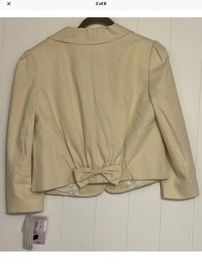 Sara Berman Cream Blazer with Gold Script Label bow back